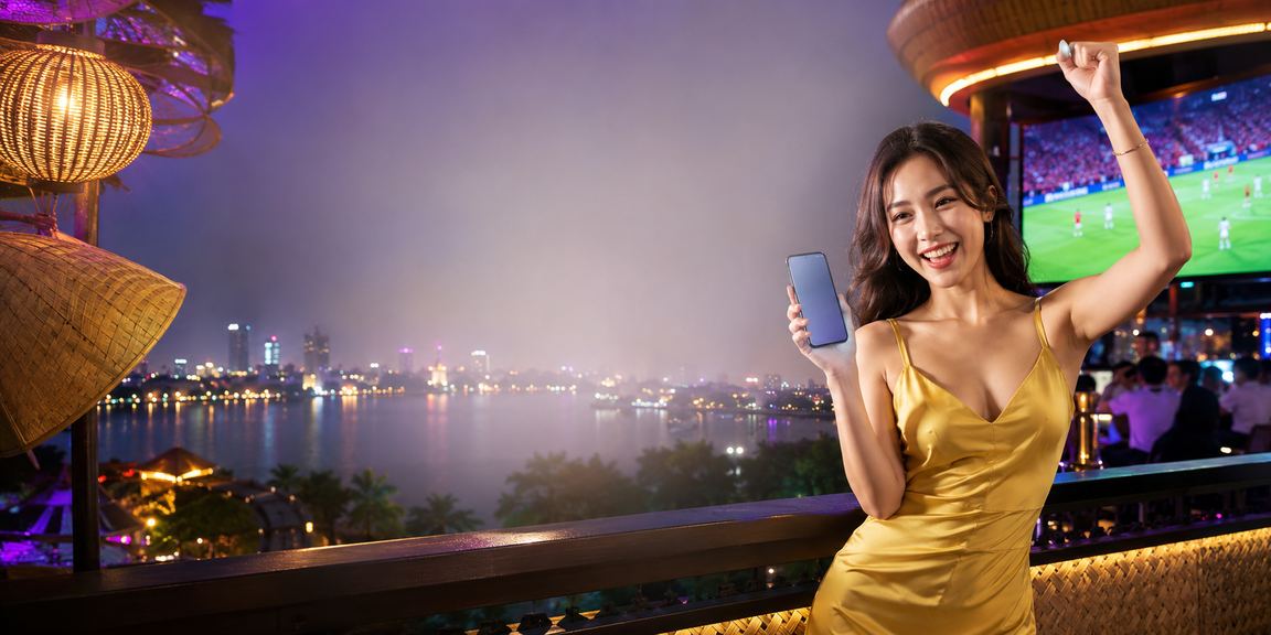 Người dùng Hà Nội xem kèo thể thao trên điện thoại di động tại quán cà phê