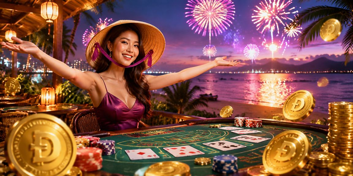 Khung cảnh thể thao và giải trí tại Vũng Tàu với không khí lễ hội trên bờ biển vào buổi tối